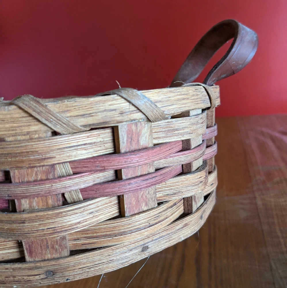 Woven Wooden Round Basket with handles
